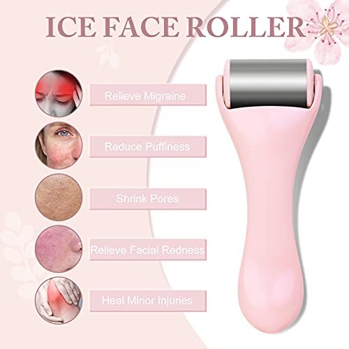 MAANGE Ice Roller for Face 1 Piece Stainless Steel Facial Roller Ice Face Roller for Puffiness,Migraine,Pain Relief and Skin Care (Pink) - Image 3