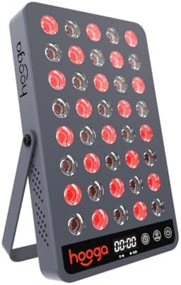 Hooga Red Light Therapy Panel Device – 660nm Red & 850nm Near Infrared Light Therapy, LED Light Therapy Lamp for Face & Body, 40 LEDs, Timer, Adjustable Stand – HG200 by Hooga