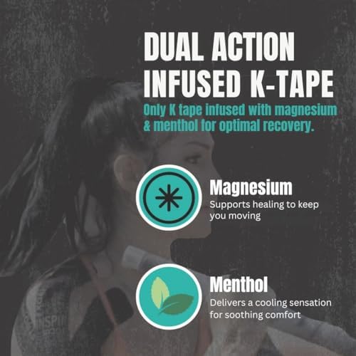 Heali Kinesiology Tape with Magnesium and Menthol, 20 Pcs Precut Strips, K Tape Roll, Knees, Physical Therapy Sports Tape for Muscle and Joint Relief, Water Resistant, Black Inspiration - Image 6