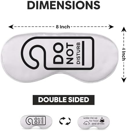 VITYA Silver Do Not Disturb/Wake Me Up Double-Sided Silk Sleep Mask for Women/Men | Light Blocking | Soft Breathable Sleep Eye Mask for Traveling on Airplane | Eye Mask with Elastic Strap (Silver) - Image 2