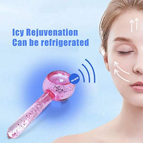 Facial Ice beauty ball- 2PC Globes Pink Facial Roller for Cold or Hot Skin Massagers Globe Durable Quartz Glass for Face and Eye Rollers Reduce Puffiness - Image 2