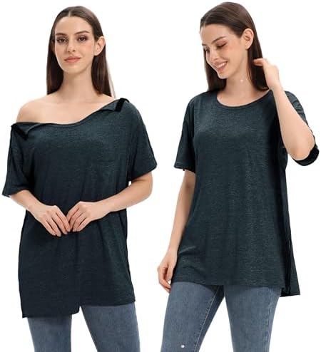 Women Shoulder Surgery Shirts for Women Tear Away Post Surgery Shirt for Men Full Snap Access Recovery Clothing - Image 2