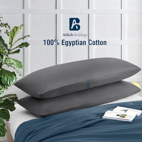 Body Pillow Cover with Zipper 20x72 Cotton Long Body Pillowcase Lumbar Pillow case 100% Egyptian Cotton 500 Thread Count Pack of 1 for Adult Size (Dark Grey) - Image 2