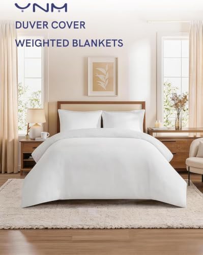 YnM 3-Side Zipper Duvet Cover for Weighted Blankets | Easy on, Easy Off White, 90"x104" - Image 3