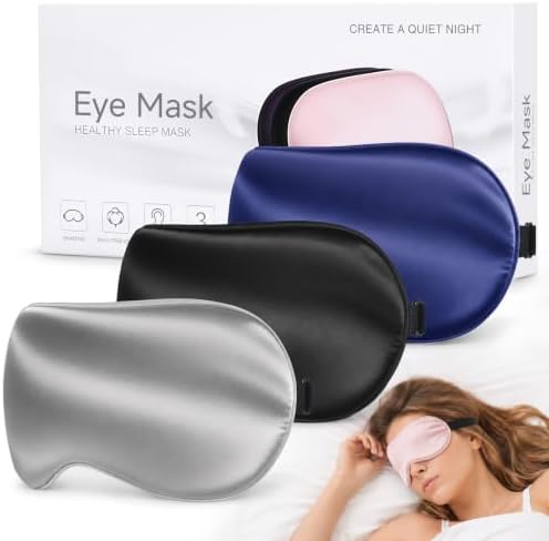 Silk Sleep Mask, Light Blocking Eye Mask for Sleeping with Adjustable Strap by HOME