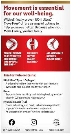 Move Free Ultra Triple Action Joint Support Supplement - Type II Collagen Boron & Hyaluronic Acid - Supports Joint Comfort, Cartiliage & Bones in 1 Tiny Pill Per Day, 64 Tablets (64 servings)* - Image 6