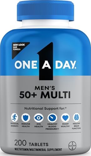 One A Day Men’s 50+ Healthy Advantage Multivitamin, Multivitamin for Men with Vitamins A, C, E, B6, B12, Calcium and Vitamin D, Tablet, 200 Count (Pack of 1) by OneADay