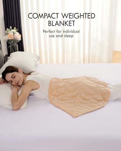 Kaisa Weighted Lap Blanket for Adults, 5 lbs, 23"x29", Leaf Pattern, Khaki - Image 3