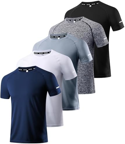 Boyzn 1, 3, 5 or 7 Pack Men's Workout Running Shirts, Dry Fit Moisture Wicking T-Shirt, Gym Athletic Short Sleeve Tee Shirts by Boyzn