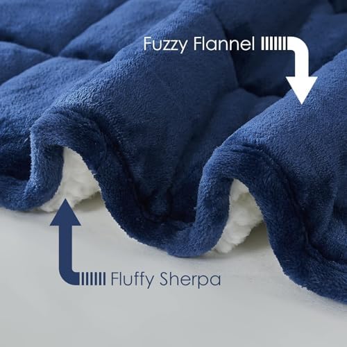 yescool Weighted Blanket for Adults (15 lbs, 60" x 80", Sapphire Blue) Heavy Blanket for Sleeping Perfect for 140-160 lbs, Queen Size Breathable Blanket with Premium Glass Bead - Image 4