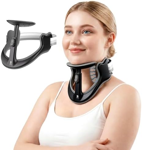Posture Corrector for Neck & Cervical Spine Alignment - 360° Adjustable Neck Collar with 28 Levels, Memory Foam Support for Pain Relief, Tech Neck, Hump & Forward Head Posture (Black, X-Large) by Home