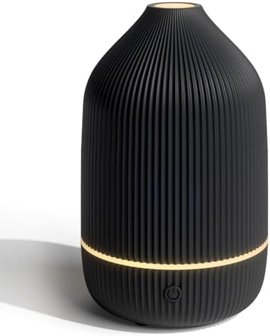 Essential Oil Diffuser, 100ml Aromatherapy Diffuser, Mini Ultrasonic Diffuser for Essential Oil, Home, Office, Cool Mist Humidifier with 7 Led Light, Auto Shut-Off, Black by Salubrito