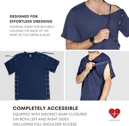 Inspired Comforts Unisex Post Surgery & Rehab V Neck Dual Access Snap Shirt - Image 2