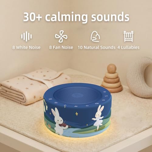 Kipcush White Noise Machine for Baby & Adults, Sleep Sound Machine with 30 Soothing Sounds, 8-Color Night Light, Memory Function, White Noise for Sleeping, Nursery, Office, Travel, Relaxation - Image 3