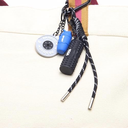 15PCS Fitness Yoga Keychain Set, Gym Accessories with Weight Plate Bottle Large Foam Roller Loops Clips for Keys Bags - Image 4