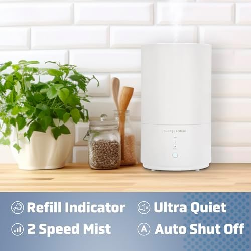 PureGuardian 30-Hour 0.80 Gal. Top Fill Cool Mist Ultrasonic Humidifier for Home with Aromatherapy Tray, Covers 320 Sq. Ft, White, H950AR (Pack of 2) - Image 3