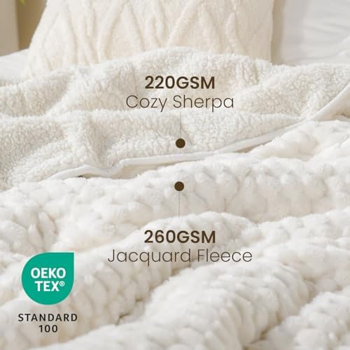Drewin Weighted Blanket Queen Size 15lbs for Adults,Cream White,60" x 80" - Image 2
