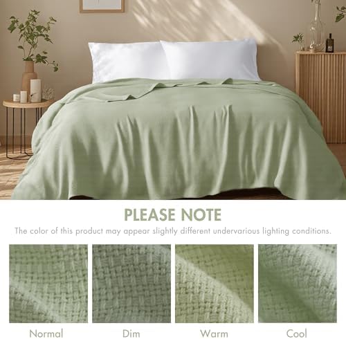 Madison Park 100% Cotton Breathable King Size Blanket for Bed, Green - Image 6