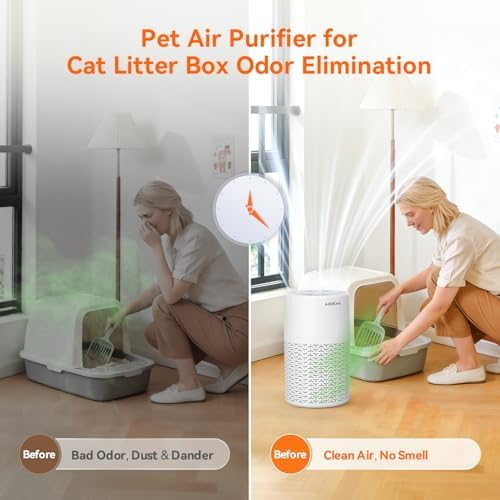 AIRROMI Pets Air Purifier for Home Allergies,Up to 660 ft². HEPA Deodorizing Activated Carbon Filter,With Fragrance Sponge for Better Sleep,Night Light,Pet Dander,Smoke,Odors,Air Cleaner A2002 White - Image 6