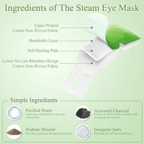 16Packs Steam Eye Mask Heated Eye Masks For Dry Eyes, Green Tea - Image 4