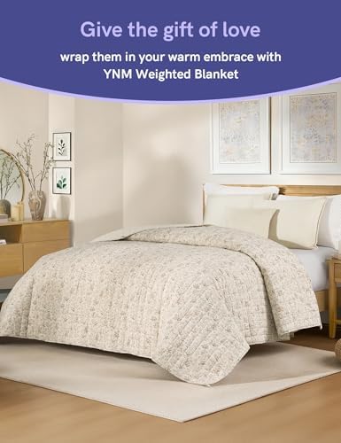 YnM King Size Linen Weighted Blanket for Adults (88x104 Inches, 50 Pounds, Botanical), Exclusive Smallest Compartments with Glass Beads, Extra Heavy Bed Blanket for Two Persons on Queen or King Bed - Image 4