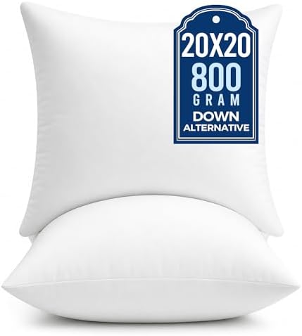 puredown® 20x20 Pillow Inserts, Fluffy Plush Square Form Sham Stuffer Set of 2, Decorative Down Alternative Pillows for Couch, Sofa, Bed and Home Decor by Puredown