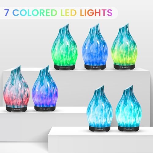 Glass Essential Oil Diffuser for Home, 120ML, 7 Color Lights - Image 2