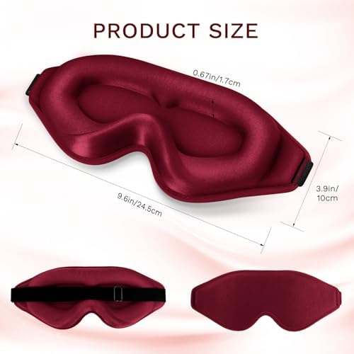 FlyCoco 99% Fully Block Out Light Eye Sleep Mask, 3D Deep Contoured Eyes Cover Zero Pressure, Long Lash Extension Eyes Mask with Adjustable Straps for Sleeping Travel Home Nap Rest Women Men (Red) - Image 2