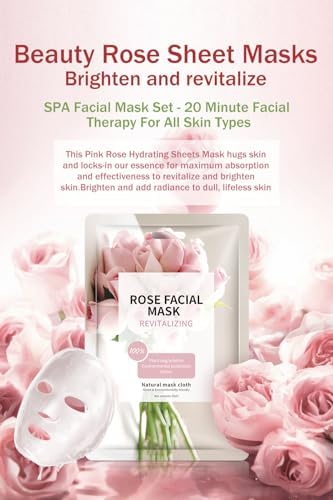 IREV Face Masks Skincare, Spa Sheet Mask, Facial Masks for Women Skin Care, Beauty Rose Sheet Masks, Bulk Face Mask Skin Care, Beauty Masks Gifts, Hydrating Face Masks, Facial Masks 10 Sheets - Image 4