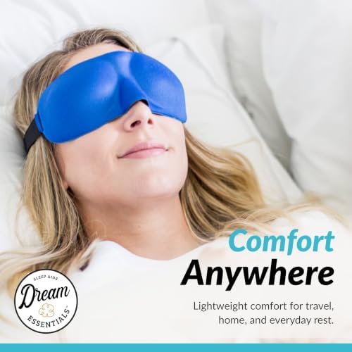 Dream Essentials Sweet Dreams Contoured Sleep Mask Kit, Royal Blue Eye Mask for Sleeping with Travel Pouch, Earplugs, Lash Space, Quick Release Strap, Light Blocking Travel Accessories Gift Set - Image 3