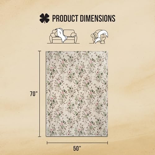 Lucky Brand Wildflower Beige Floral 50"x70" Cozy Plush Blanket - Premium Microfiber Throw for Luxurious Comfort and Style - Image 2