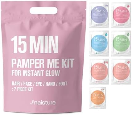 Naisture 15 Min Pamper Me Kit Korean Spa Skincare Gift Set for Women-Head to Toe with Hair, Face, Eye, Hand, & Foot Masks (7 pcs) by Naisture