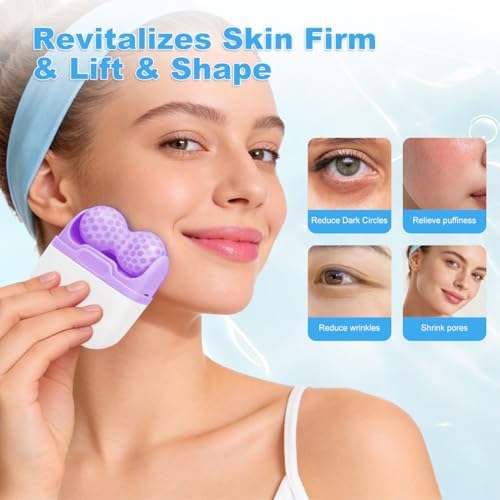 Ice Roller for Face, Eye, Skin Care Tool for Whole Body, Revitalizes Skin Firm & Puffiness Relief, Gift for Women (Purple) - Image 2