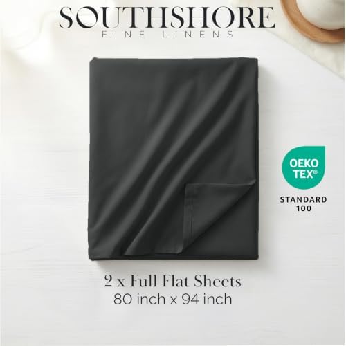 Southshore Fine Living 2-Pack Queen Size Flat Sheets Only Microfiber Slate - Image 2