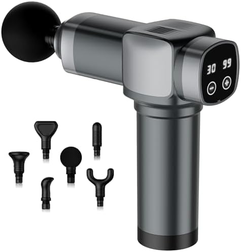 Deep Tissue Massage Gun, Portable Percussion Muscle Massager with 30 Speeds & 6 Attachments, Handheld Electric Back & Neck Massager for Pain Relief by CAMEFER