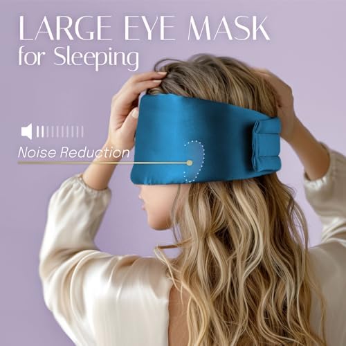 Silk Sleep Mask Soft Pressureless: 100% Mulberry Silk for Eye Skin Anti Wrinkles, Large Size for Total Blackout, Adjustable Wide Velcro Ear Cover - Image 5