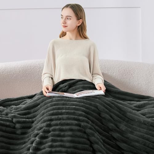 BEDELITE Ribbed Full Size Blanket for Bed, Charcoal Grey, 84"x90" - Image 6