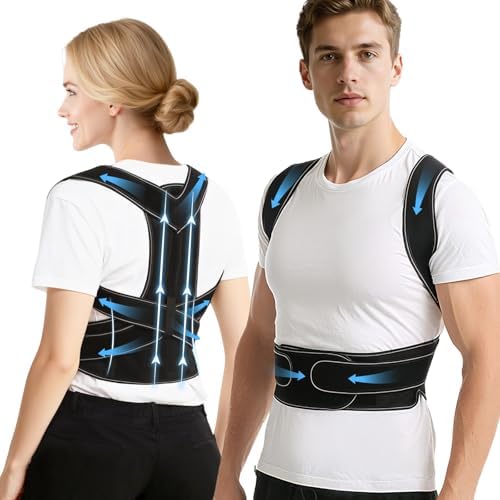 Posture Corrector, Back Posture Corrector for Men and Women, Adjustable Shoulder Back Support, Shoulder Straightener for Scoliosis, Hunchback, Thoracic, Back Pain Relief (S, Black) by LOVSTORAGE