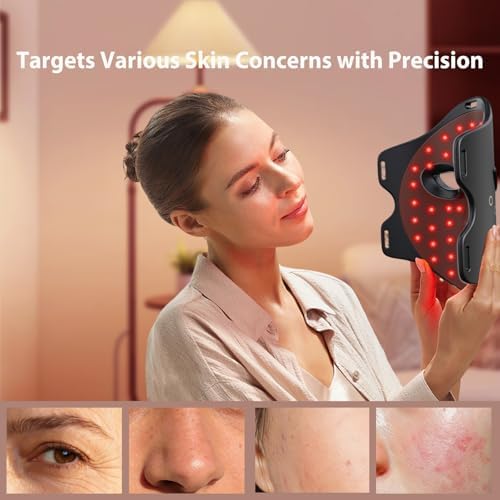 Red Light Therapy for Face, LED Face Mask Light Therapy, 4 Light Modes with NIR, Red & Blue LED Light Therapy USB-C, Remote Control Portable LED Mask for Home & Travel (Black) - Image 3
