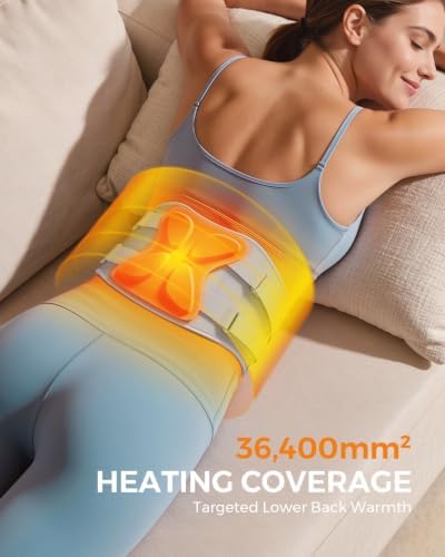 Portable Heating Pad for Back Pain Relief, Birthday Gifts for Men Women, FSA Eligible HSA Lower Back Massager with Heat, Cordless Wearable Brace with Extension Strap & Rechargeable Built-in Battery - Image 4