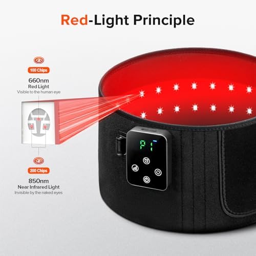 2-in-1 Cordless Red Light Therapy Belt, Wired & Wireless Controller 3000mAh Rechargeable Battery Magnetic LED Screen, 49" * 7" Wearable 660nm & 850nm Red Light Therapy Wrap Belt for Body - Image 2