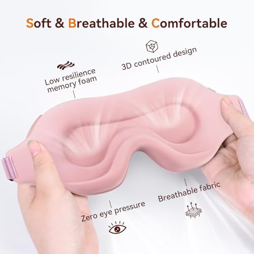 Sleep Mask, EVA BELLE Eye Mask for Men Women, Zero Pressure 3D Sleeping Mask, Cool Super Smooth Light Blocking Soft Eye Shade Cover Memory Foam, Lightweight for Home Travel Use - Image 2