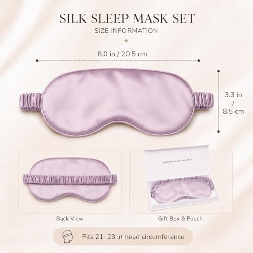 Silk Sleep Mask Light Blocking Luxury 100% Mulberry 19mm Silk Eye Mask Eye Cover Blindfold Ultra Soft Light & Comfy Anti Aging Skin Care with Travel Bag Gift Package - Image 3
