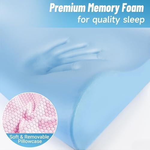 Neck Pillow for Sleeping, Ergonomic Cervical Bed Pillow, Pink Standard Size - Image 4