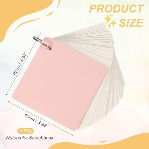 PATIKIL 2 Pcs Mini Watercolor Sketchbook, 3.94 x 3.94 55 Sheets/110 Pages Portable Square Travel Watercolor Notebook 230GSM (107lb) Detachable Painting Sketch Book Art Sketchbook, Pink - Image 2