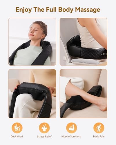 Neck Massager with Heat, Shiatsu Neck and Back Massager, 4D Deep Tissue Kneading for Neck,Back,Shoulder, Body Muscle Pain Relief, Leather Handbag for Storage, Gift for Men Women Mom Dad, Plug-in Use - Image 6