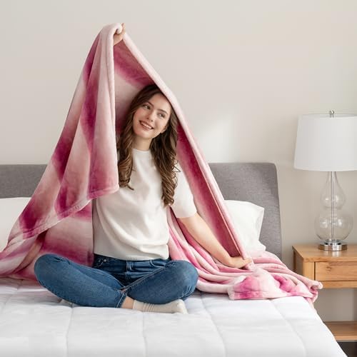 Berkshire Blanket-Classic Heavyweight Soft Printed VelvetLoft® Plush Blanket, Full/Queen Size Soft Fuzzy Warm Blanket for Couch Sofa Bed, Purple Pitch, 90in x 90in - Image 2
