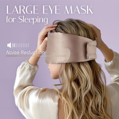 Silk Sleep Mask Soft Pressureless: 100% Mulberry Silk for Eye Skin Anti Wrinkles, Large Size for Total Blackout, Adjustable Wide Velcro Ear Cover - Image 6