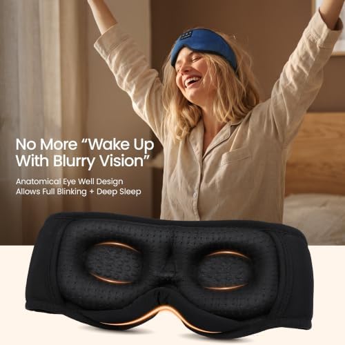 LC-dolida Sleeping Headphones Eye Mask, Sleep Mask with Bluetooth Headphones 3D Eye Mask Wireless Music Cotton Sleep Cover for Side Sleepers Nap Insomnia Air Travel Meditation Gifts for Unisex - Image 2