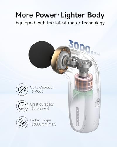HEYCHY A1 Super Mini Massage Gun, Portable Deep Tissue Massager, White - Image 5